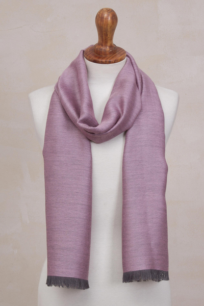 Baby alpaca and silk blend scarf, 'Options in Pink' - Baby Alpaca and Silk Blend Pink and Grey Reversible Scarf