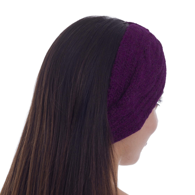 Headband Ear Warmer - Trendy Boysenberry Color Ear Warmer in Alpaca Blend Knit