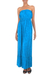 Batik strapless maxi dress, 'Indonesian Sea' - Strapless Batik Maxi Dress in Shades of Turquoise