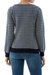 100% alpaca sweater, 'Blue Order' - Women's Dark Blue and White Alpaca Sweater Knitted in Peru