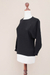 pullover aus 100 % Alpaka - Schwarzer Alpaka-Pullover mit Dolman-Ärmeln für Damen