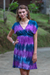 Vestido mezcla de rayón - Vestido de mezcla de rayón teñido anudado de longitud media en lila e índigo