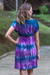 Rayon blend dress, 'Twilight Amlapura' - Mid Length Tie Dyed Rayon Blend Dress in Lilac and Indigo