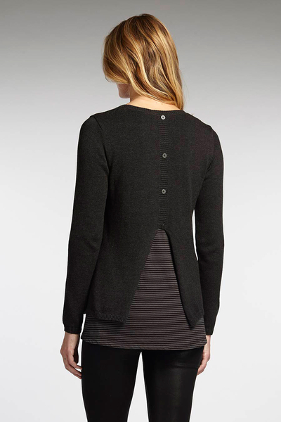 Organic cotton tunic, 'Black Mix' - Black Layered Jersey Tunic Knitted of 100% Organic Cotton