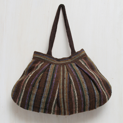 Wool hobo handbag, 'Earthy Endeavors' - Andean Wool Handwoven Hobo Handbag in Earth Tones