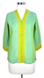 Cotton blouse, 'Refreshing' - Green and Yellow Embroidered Cotton Blouse