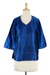 Silk tunic, 'Grand Sapphire' - Embellished Silk Tunic Blouse from India