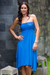 Jersey knit dress, 'Java in Blue Chic' - Strapless Knit Tube Dress (image 2) thumbail