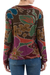 100% alpaca art knit cardigan sweater, 'Valley of the Flowers' - 100% Baby Alpaca Art Knit Cardigan Sweater