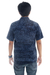 Men's cotton batik shirt, 'Pixel Play' - Men's 100% Cotton Navy Short Sleeve Hand Made Batik Shirt (image 2e) thumbail