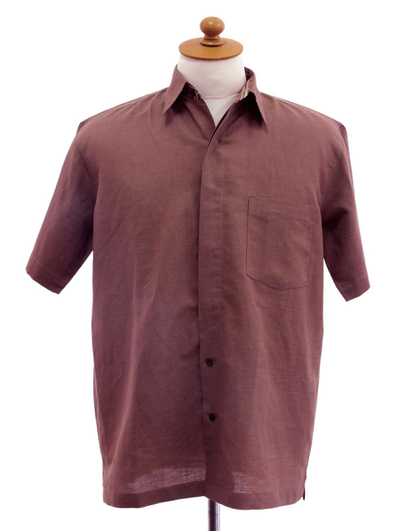 Men's cotton shirt, 'Lombok Cinnamon' - Men's Brown Cotton Short Sleeve Shirt