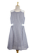 Cotton dress, 'A Touch of Lace' - Lace Trim Blue 100% Cotton Chambray Dress from India (image 2d) thumbail
