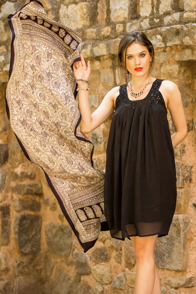 Silk dress, 'Delhi Sophisticate' - Silk dress