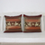 Cushion covers, 'Regal Lanna in Cherry' (pair) - Two Woven Cushion Covers with Elephants in Cherry