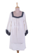 Silk shift dress, 'Fresh Vanilla' - All Silk Shift Dress in Vanilla with Graphite Trim