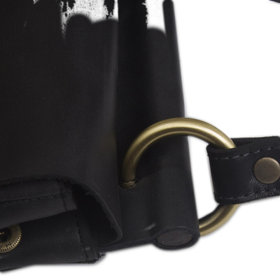 Leather messenger bag, 'Smooth Operator' - Handcrafted Leather Messenger Bag in Black from Peru