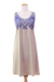 Viscose shift dress, 'Royal Blue Personality' - Embroidered Sleeveless Dress in Khaki and Blue from India (image 2c) thumbail