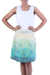 Cotton skirt, 'Seaside Garden' - Green and Turquoise Lined Embroidered Skirt with Pockets