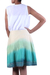 Cotton skirt, 'Seaside Garden' - Green and Turquoise Lined Embroidered Skirt with Pockets