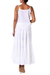 Cotton skirt, 'Frilly White' - Unlined Semi-Sheer Tiered White Cotton Skirt