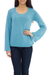 Alpaca blend sweater, 'Sky Blue Charisma' - Unique Alpaca Wool Pullover Sweater from Peru