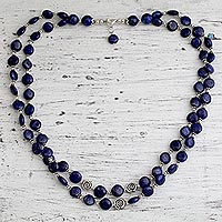 Collar de hilo de lapislázuli, 'Midnight Breeze' - Collar de hilo de lapislázuli