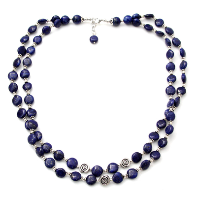 Lapis lazuli strand necklace, 'Midnight Breeze' - Lapis lazuli strand necklace