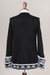 Alpaca blend sweater jacket, 'Ebony Leaf' - Black and Off White Alpaca Blend Women's Knit Jacket