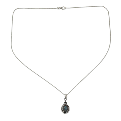 Labradorite pendant necklace, 'Jaipur Mist' - Sterling Silver Necklace with Labradorite Pendant from India