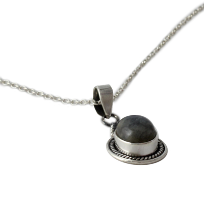 Labradorite pendant necklace, 'Jaipur Mist' - Sterling Silver Necklace with Labradorite Pendant from India