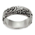 Sterling silver band ring, 'Floral Moon' - Sterling Silver Band Ring from Indonesia (image 2c) thumbail