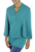 Alpaca blend hoodie sweater, 'Turquoise Trujillo Lady' - Alpaca Blend Hoodie Sweater