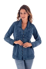 Chambray blouse, 'Lily of The Incas' - Lily of The Incas Button-Front Chambray Blue Blouse