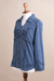 Chambray blouse, 'Lily of The Incas' - Lily of The Incas Button-Front Chambray Blue Blouse (image 2c) thumbail