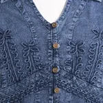 Chambray blouse, 'Lily of The Incas' - Lily of The Incas Button-Front Chambray Blue Blouse