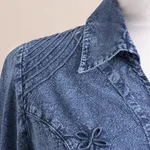 Chambray blouse, 'Lily of The Incas' - Lily of The Incas Button-Front Chambray Blue Blouse