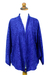 Batik jacket, 'Indigo Garden' - Blue Javanese Batik Rayon Jacket