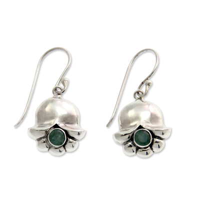 Emerald earrings, 'May's Lily of the Valley' - Emerald and Sterling Silver Dangle Earrings