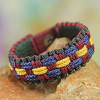 Men's wristband bracelet, 'Man of Integrity' - Artisan Crafted Colorful Cord Wristband Bracelet for Men