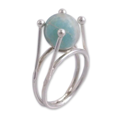 Amazonite ring, 'Soft Embrace' - Amazonite and 950 Silver Ring
