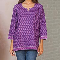 Cotton tunic, 'Radiant Orchid Blossom'
