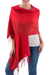 Alpaca blend shawl, 'Passionate Woman in Red' - Handwoven Alpaca Blend Shawl with Red Stripes from Peru