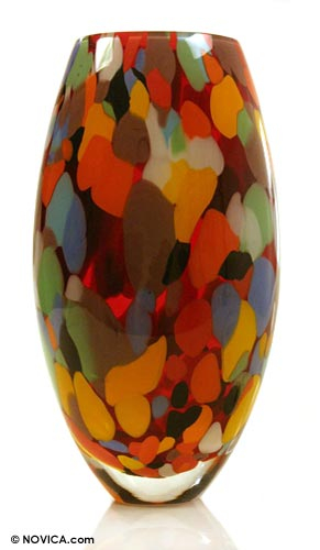 Murano Inspired Handblown Glass Vase