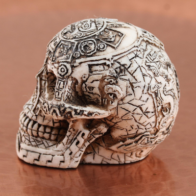 Ceramic figurine, 'Skull Mystery' - Handcrafted Ceramic Skull Figurine from Mexico