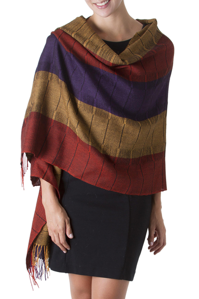 100% alpaca shawl, 'Dahlias of Tarma' - 100% alpaca shawl