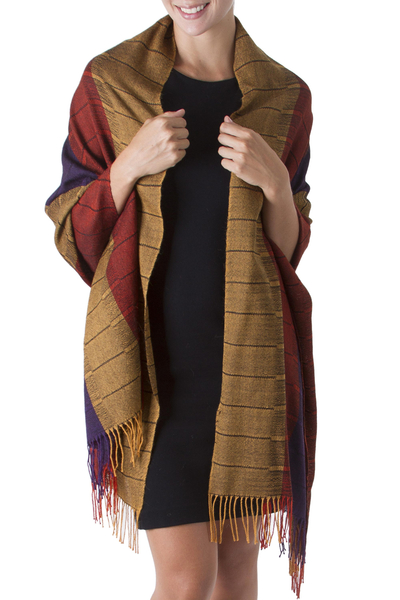 100% alpaca shawl, 'Dahlias of Tarma' - 100% alpaca shawl