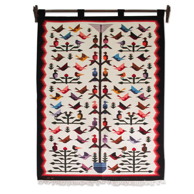 Wool tapestry, 'Hummingbird'  - Fair Trade Peruvian Animal Themed Tapestry Wall Hanging