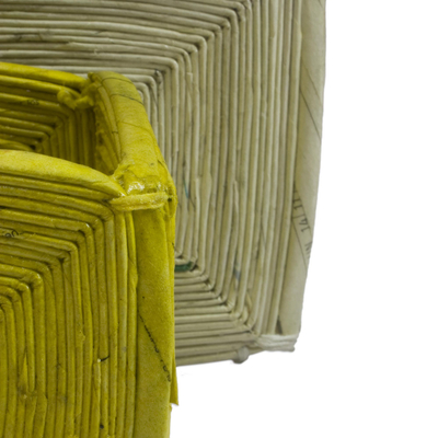 Cajas de papel reciclado, 'Harmony' (par) - Cajas decorativas modernas de papel reciclado (par)