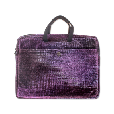 Bamboo chenille and cotton laptop case, 'Iridescent Violet' (14 inch) - Bamboo chenille and cotton laptop case (14 inch)