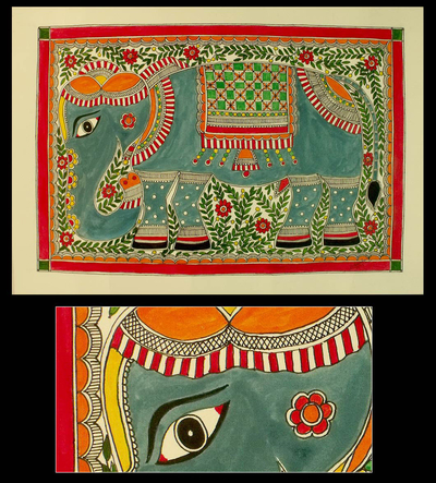 Madhubani-Gemälde - indische Madhubani-Volkskunstmalerei